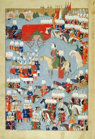 The Ailing Sultan Supported by his Vizir, from History of Sultan Suleyman the Magnificent, 1579 by Ottoman School